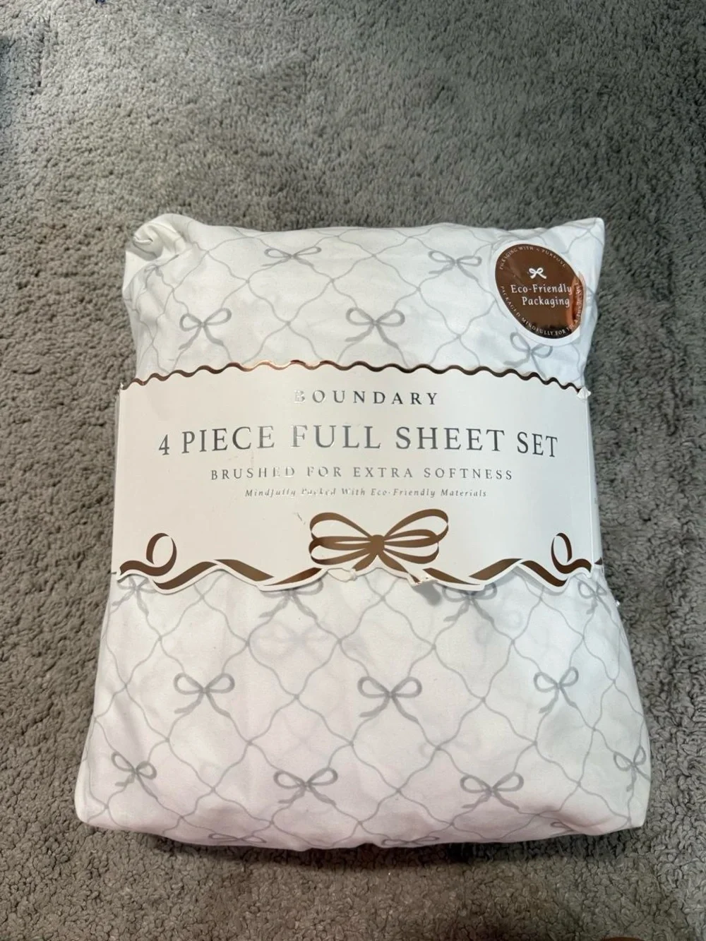 Ivory Bow Bedding Set - 4 Piece Full Sheet Set!